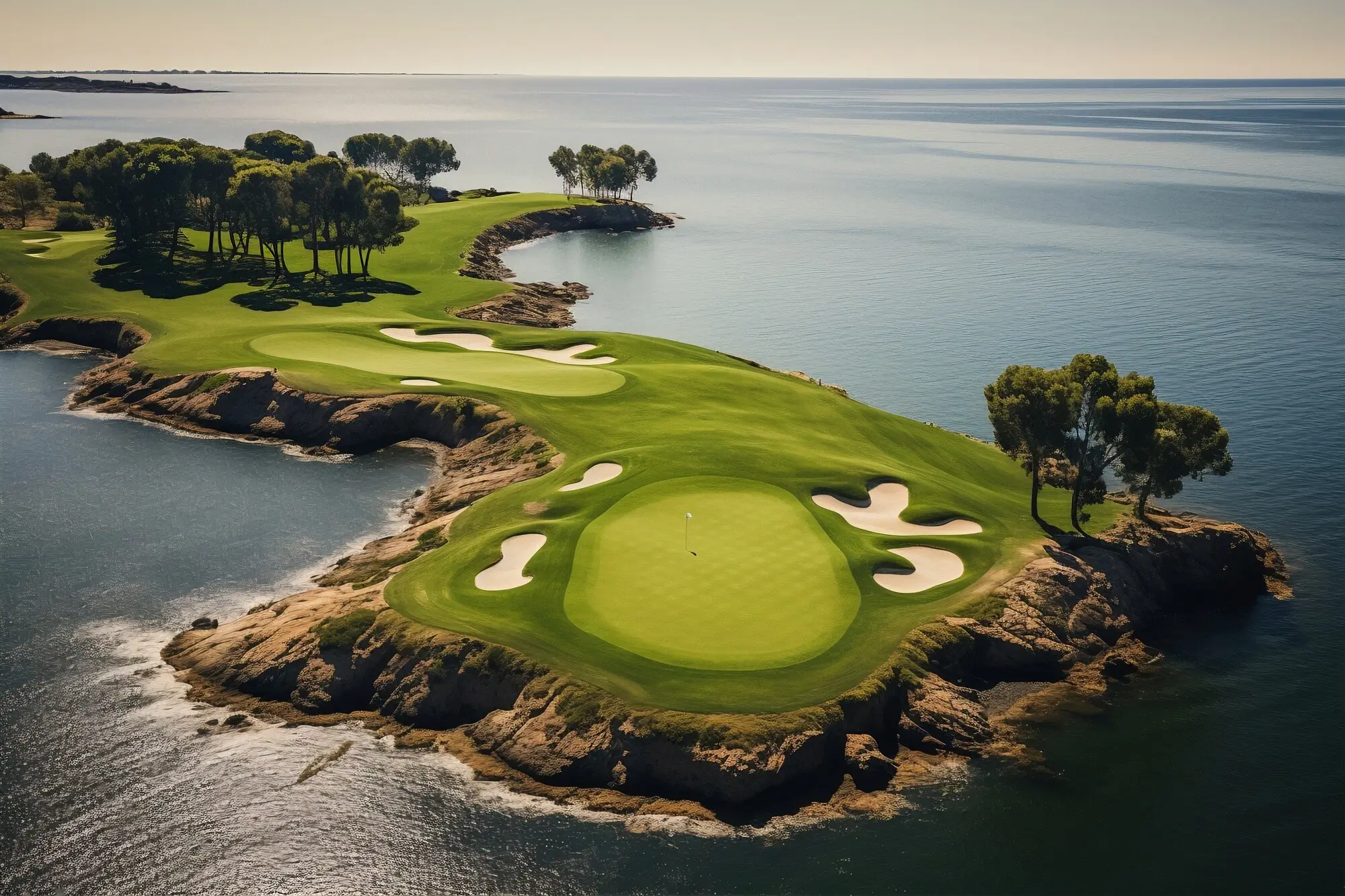 Campo de golf visto desde un ángulo elevado